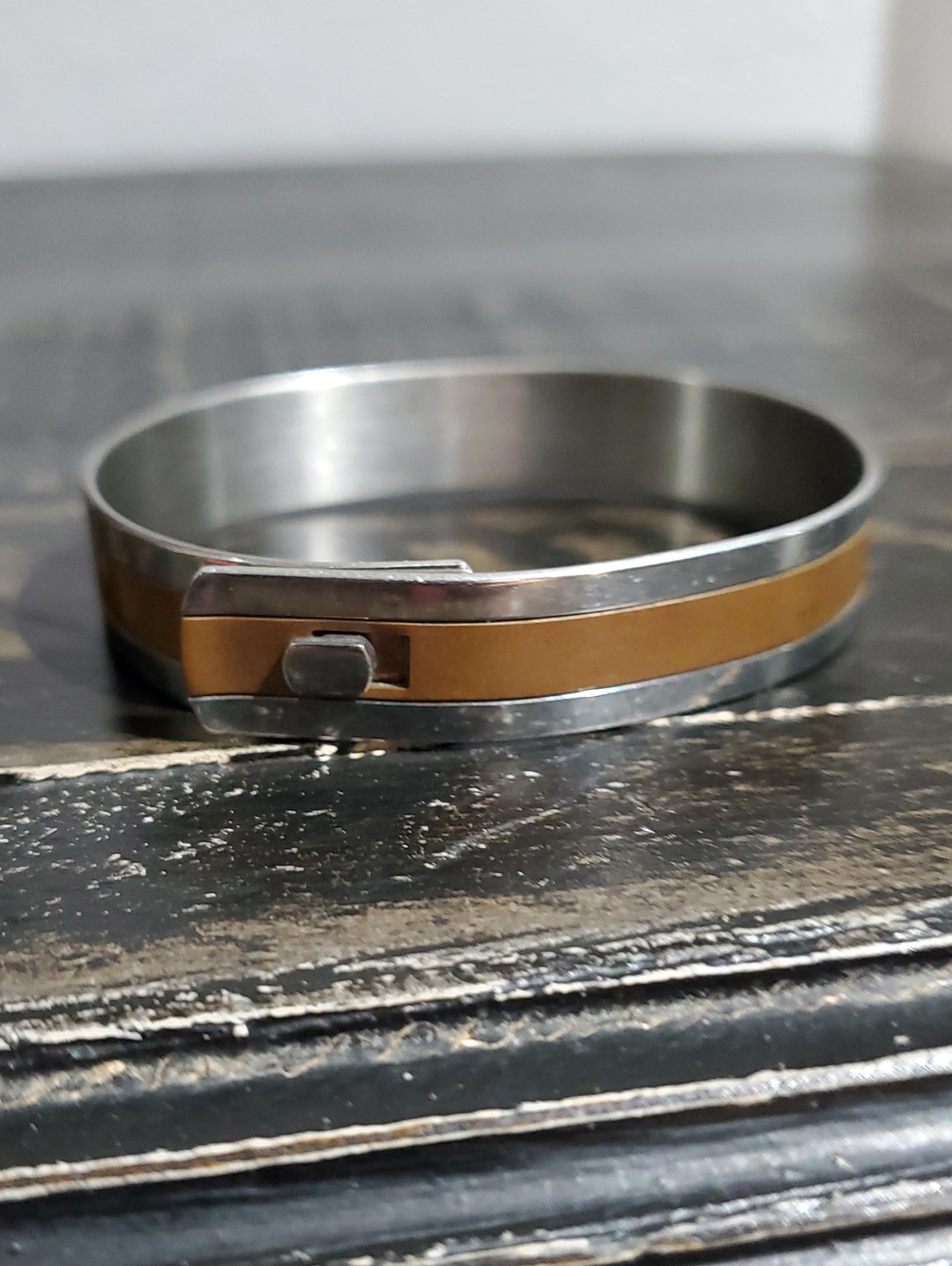 Stainless Steel Brown Accent Cuff Bracelet Avon Regent Street Wristband Classic